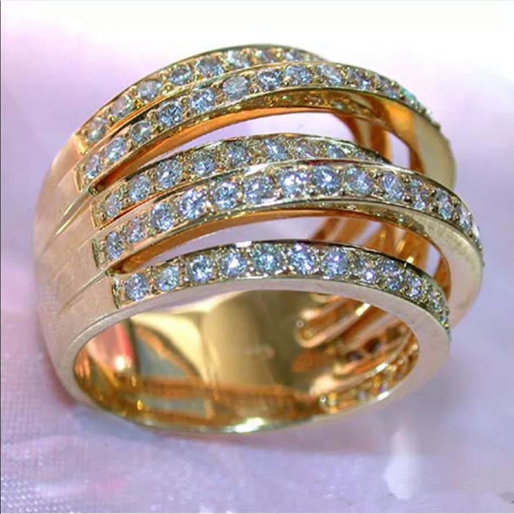 New Women’s Yellow Gold Plated Stackable Ring - Picture 3 of 3